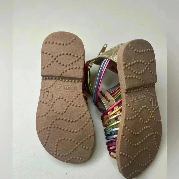 Seychelles Girl's Rainbow Gold Gladiator Sandals Zip Closure Size 7 - Picture 4 of 6